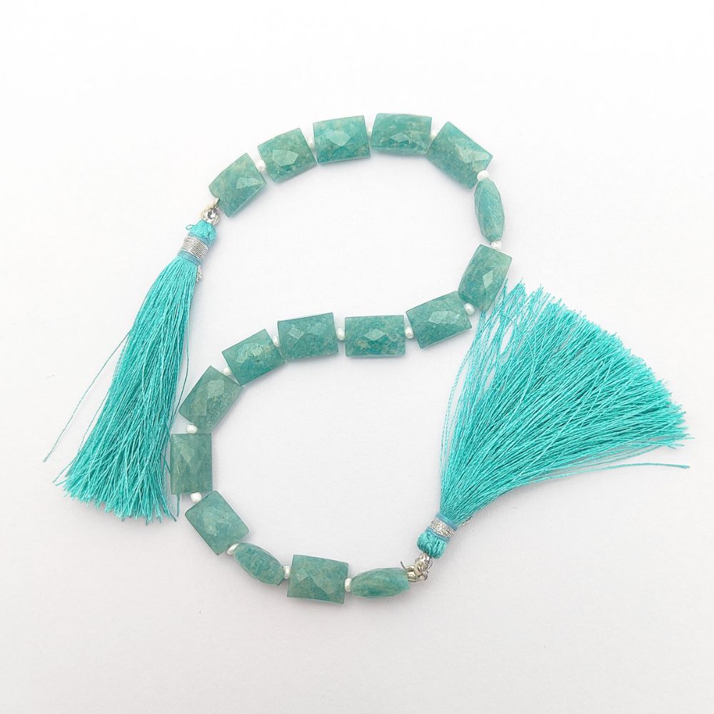 Natural Amazonite Rectangle Beads Blue-Green Gemstones for Handmade Jewelry Making