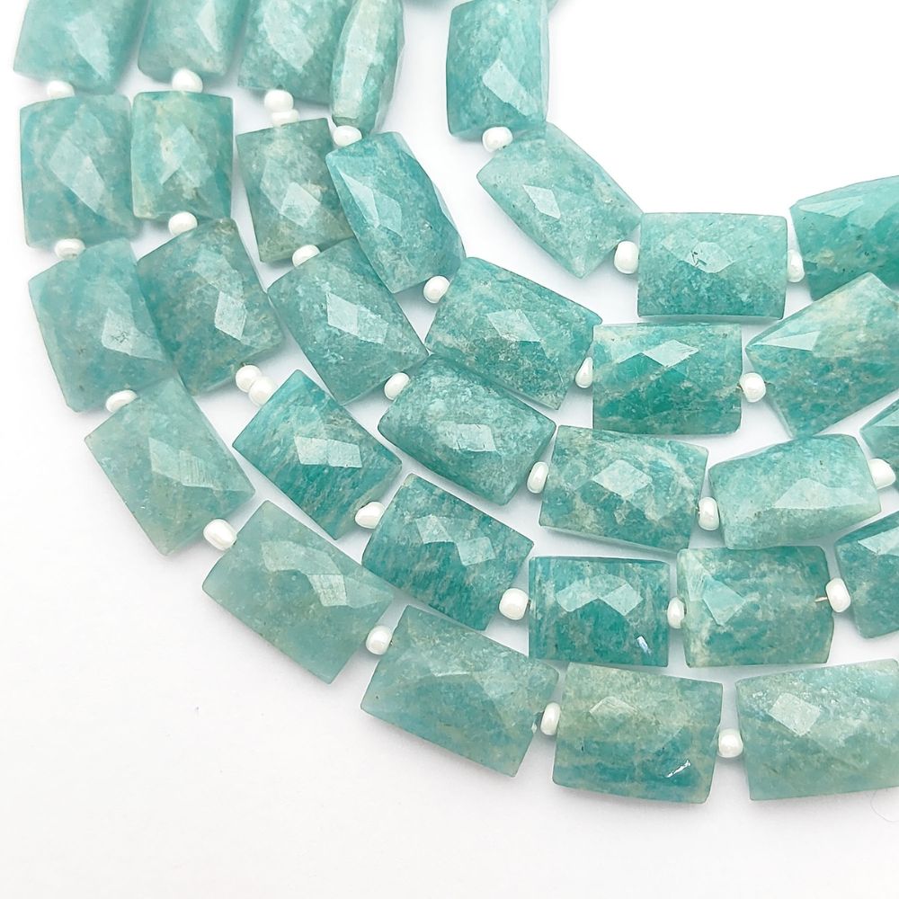 Natural Amazonite Rectangle Beads Blue-Green Gemstones for Handmade Jewelry Making