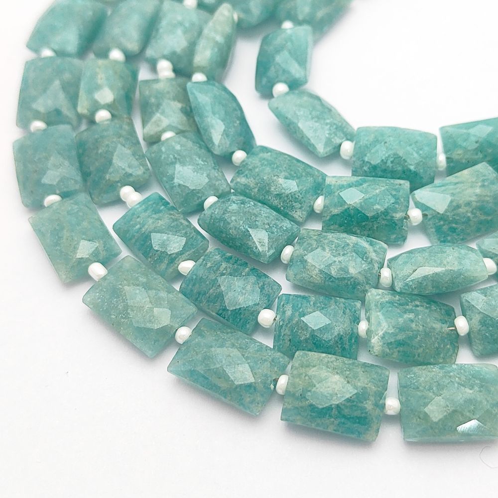 Natural Amazonite Rectangle Beads Blue-Green Gemstones for Handmade Jewelry Making