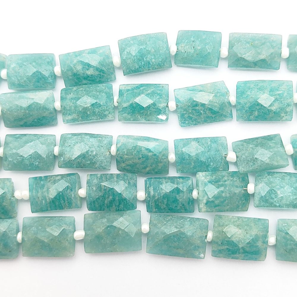 Natural Amazonite Rectangle Beads Blue-Green Gemstones for Handmade Jewelry Making