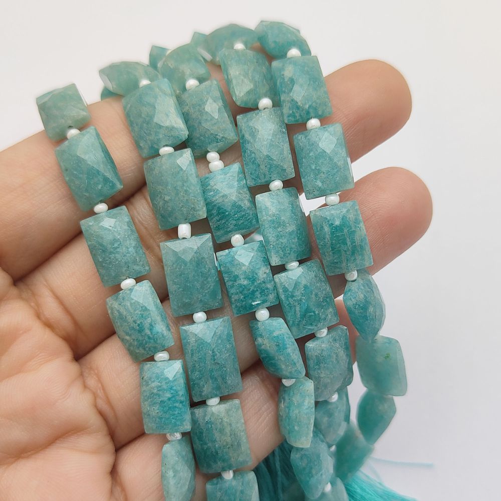 Natural Amazonite Rectangle Beads Blue-Green Gemstones for Handmade Jewelry Making