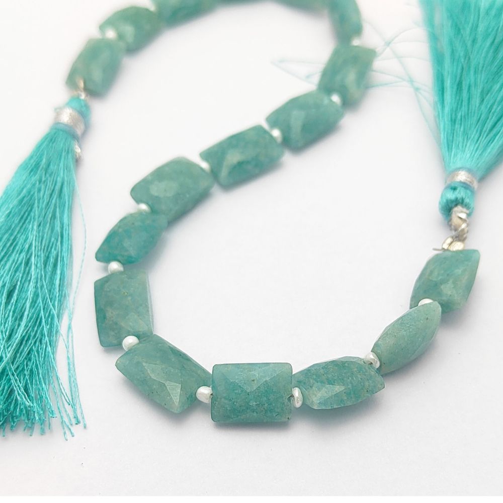Natural Amazonite Rectangle Beads Blue-Green Gemstones for Handmade Jewelry Making