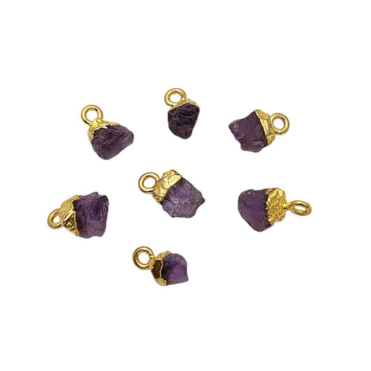 Gold Electroplated Capped Raw Amethyst Pendant Handmade February Birthstone for Energy Healing & Boho Jewelry- Selling Per Piece