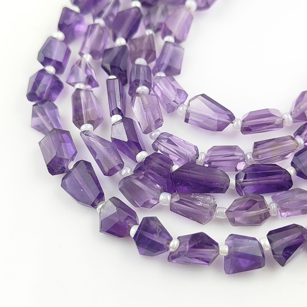 Natural Amethyst Faceted Nugget Beads 5-12mm Genuine Gemstone Beads for Handmade Jewelry, DIY Crafts