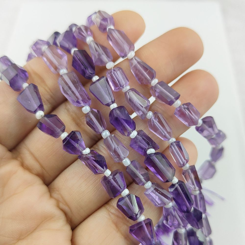 Natural Amethyst Faceted Nugget Beads 5-12mm Genuine Gemstone Beads for Handmade Jewelry, DIY Crafts