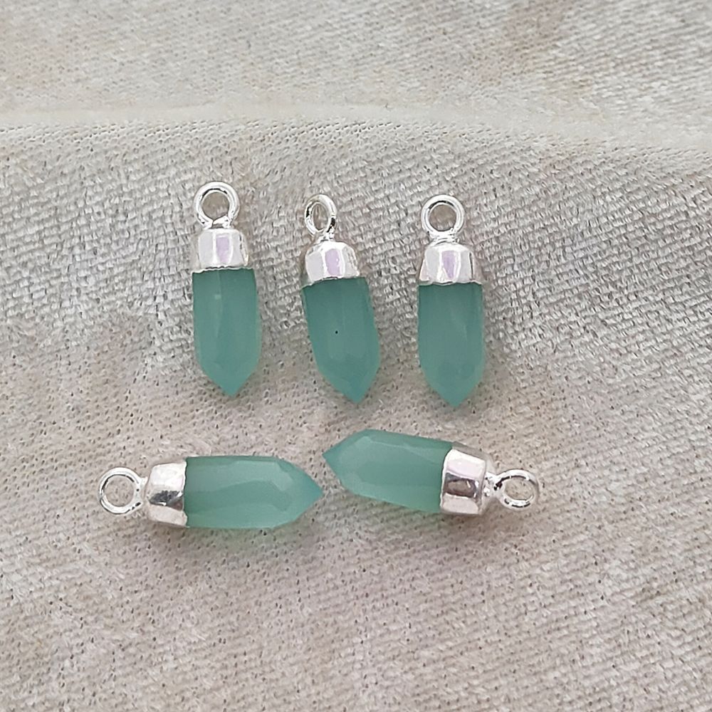 Aqua Chalcedony Spike Pendant with Silver Finish Unique Healing Stone Charm for Handmade Spiritual Jewelry – Selling Per Piece
