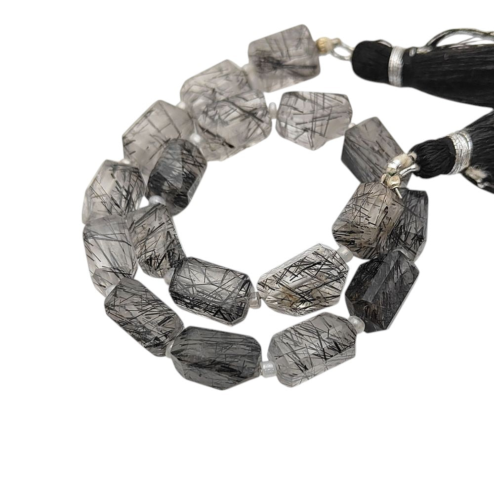 Natural Black Rutile Quartz Beads Faceted Nugget 5-12mm for Unique Jewelry Creations