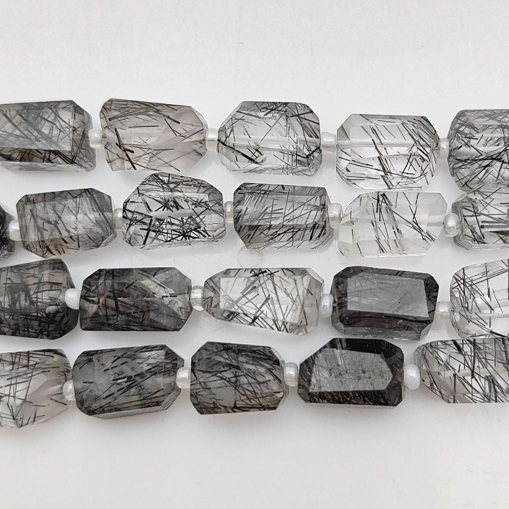 Natural Black Rutile Quartz Beads Faceted Nugget 5-12mm for Unique Jewelry Creations