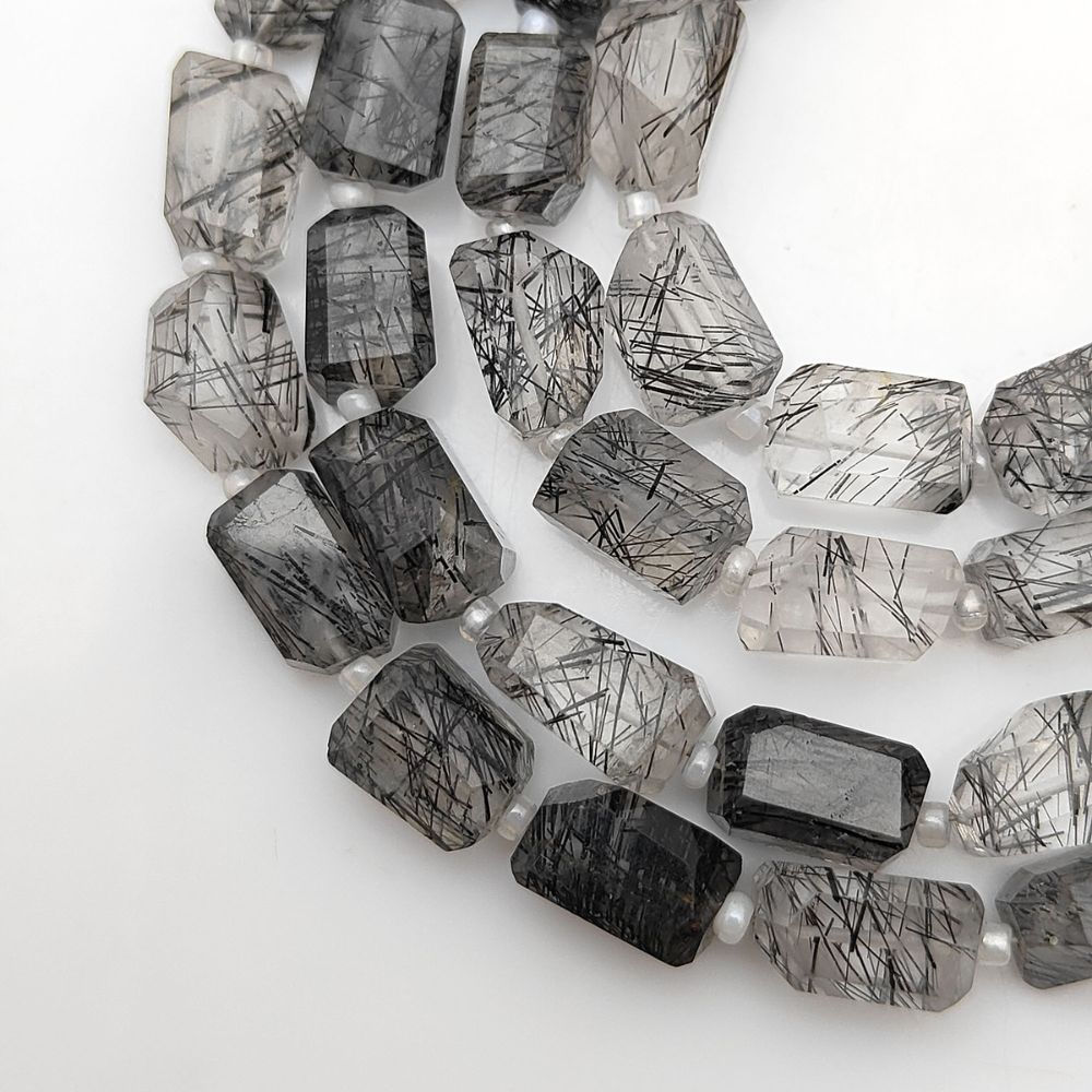 Natural Black Rutile Quartz Beads Faceted Nugget 5-12mm for Unique Jewelry Creations