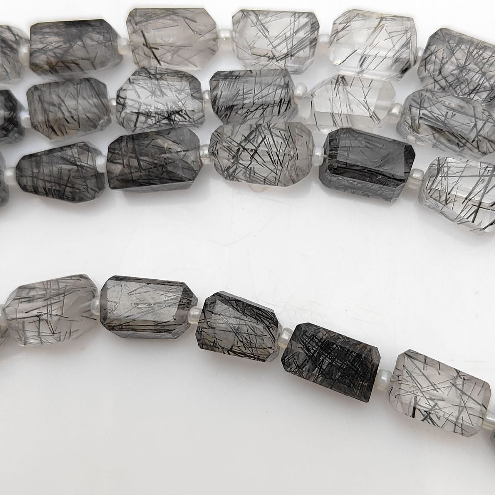 Natural Black Rutile Quartz Beads Faceted Nugget 5-12mm for Unique Jewelry Creations