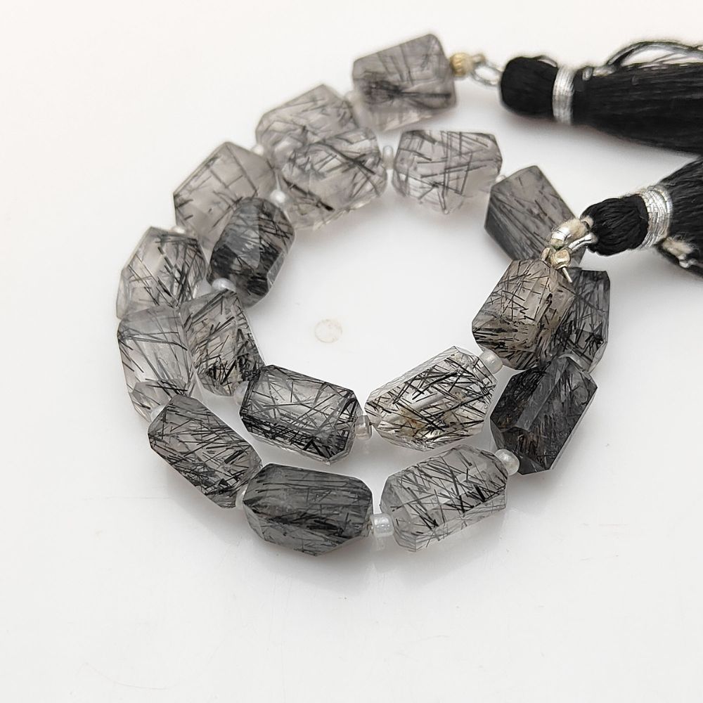 Natural Black Rutile Quartz Beads Faceted Nugget 5-12mm for Unique Jewelry Creations