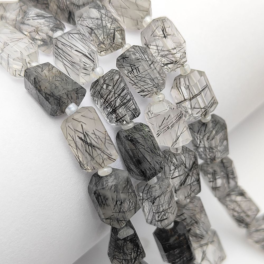 Natural Black Rutile Quartz Beads Faceted Nugget 5-12mm for Unique Jewelry Creations