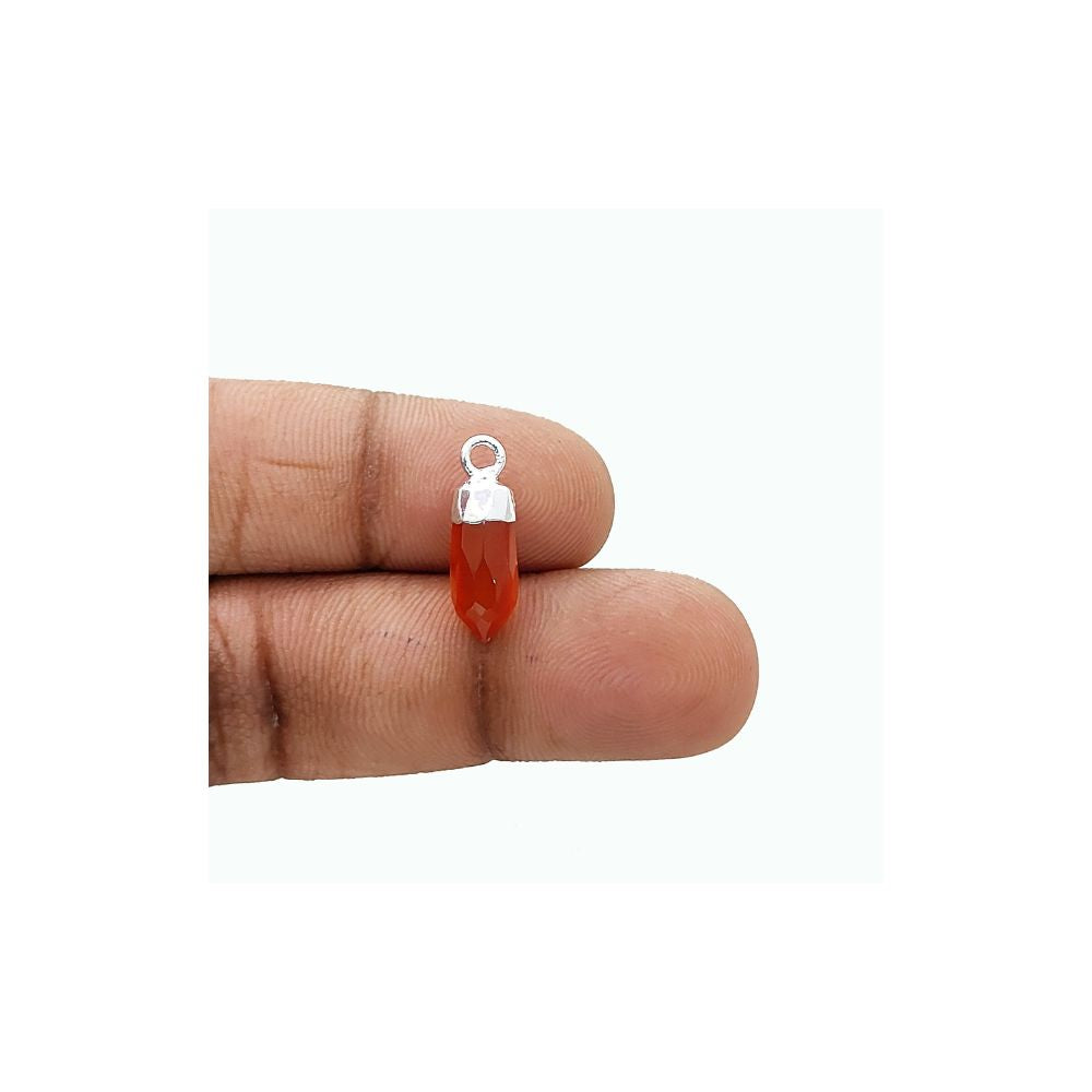 Bohemian Carnelian Crystal Pendant Silver Electroplated Cap Raw Gemstone Charm for DIY Necklaces & Bracelets – Selling Per Piece