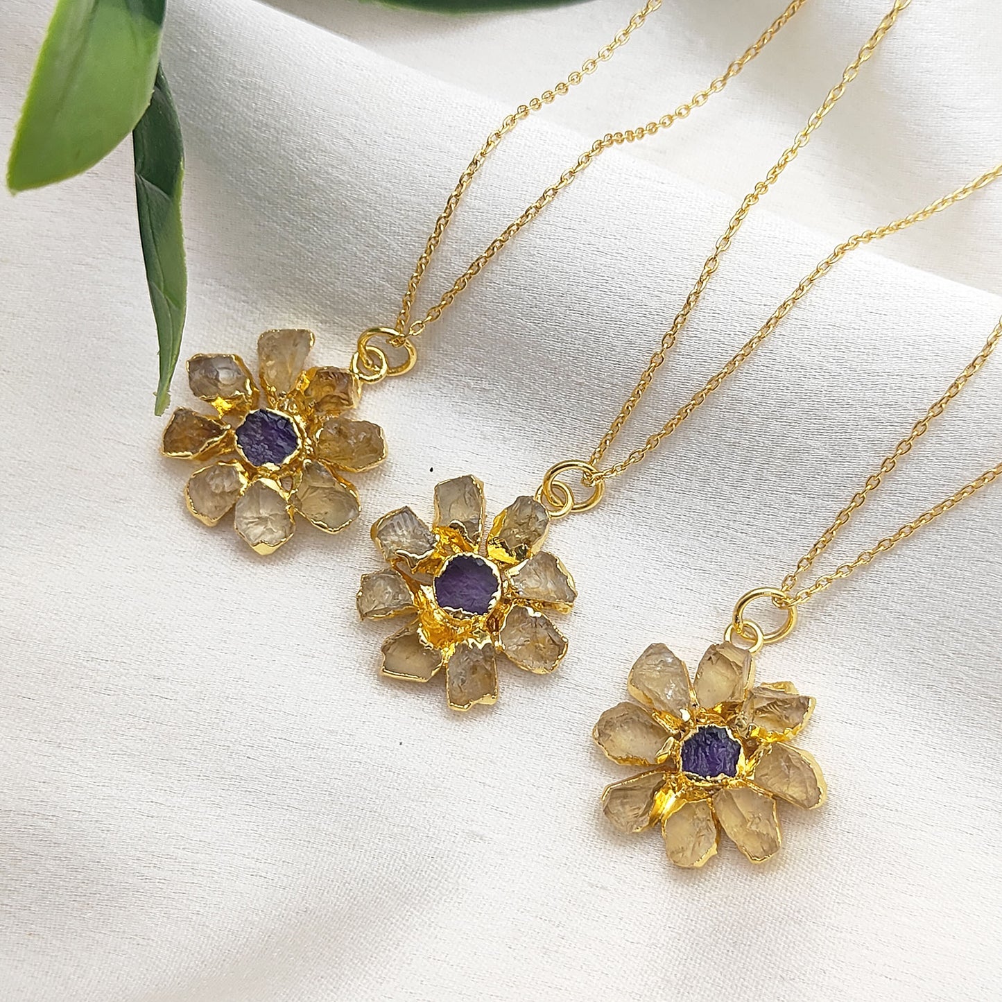 Raw Citrine & Amethyst Necklace Handmade November Birthstone Boho Jewelry for Women