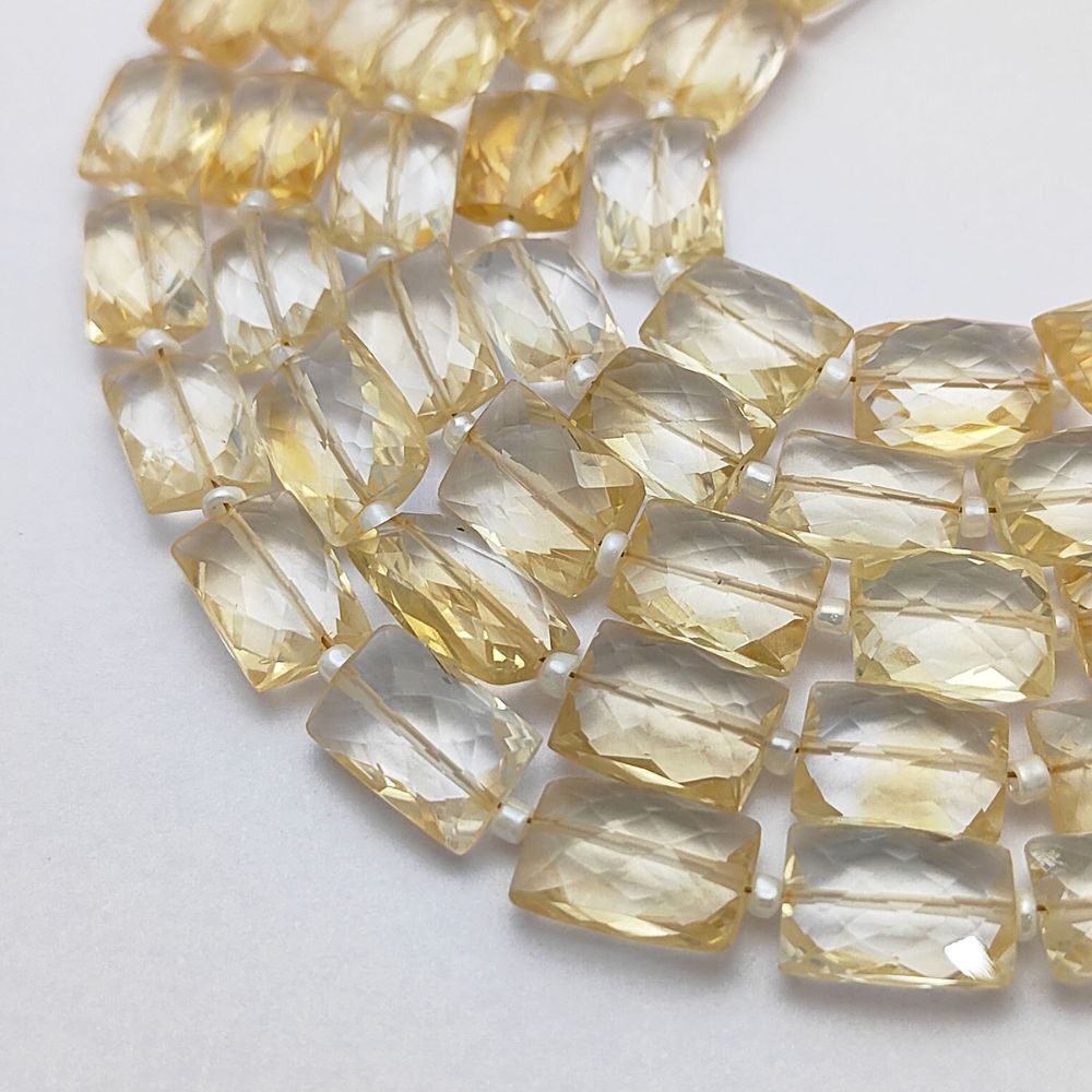 Natural Citrine Rectangle Beads Golden Yellow Loose Gemstones for Handmade Jewelry