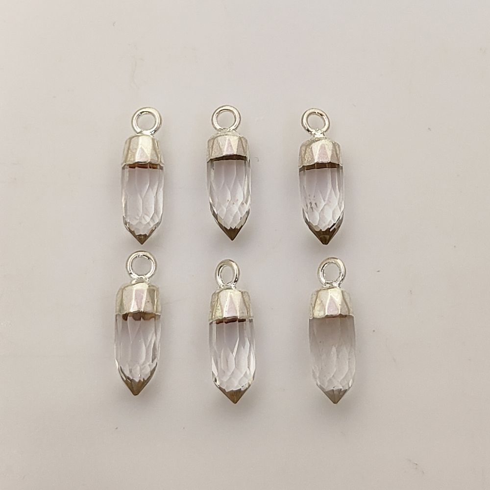 Elegant Clear Quartz Spike Point Pendant with Silver Plating Natural Birthstone Charm for Handmade Jewelry Makers – Selling Per Piece