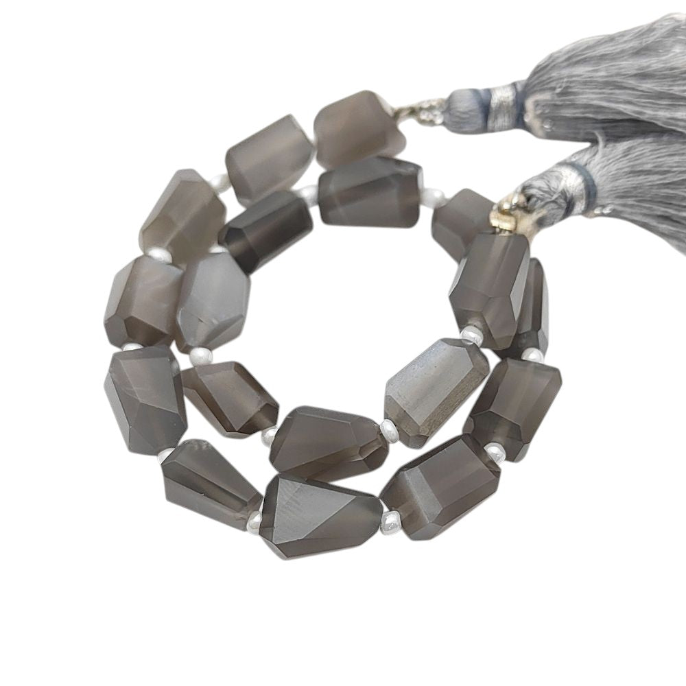 Natural Grey Moonstone Faceted Nugget Beads 5-12mm Genuine Gemstones for Jewelry & Crafting
