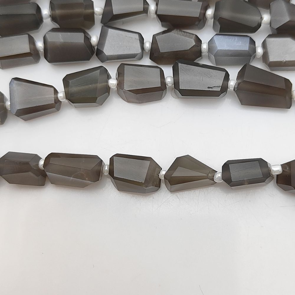 Natural Grey Moonstone Faceted Nugget Beads 5-12mm Genuine Gemstones for Jewelry & Crafting