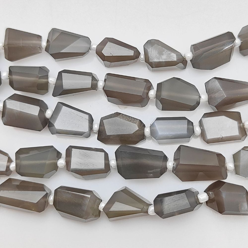 Natural Grey Moonstone Faceted Nugget Beads 5-12mm Genuine Gemstones for Jewelry & Crafting
