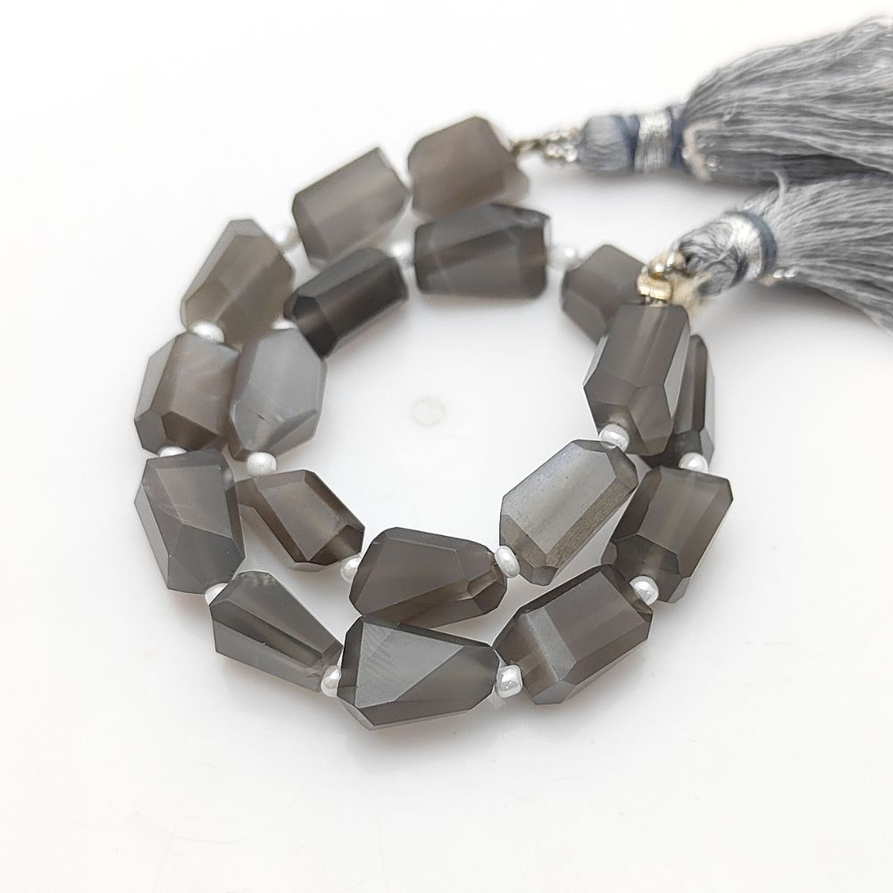 Natural Grey Moonstone Faceted Nugget Beads 5-12mm Genuine Gemstones for Jewelry & Crafting