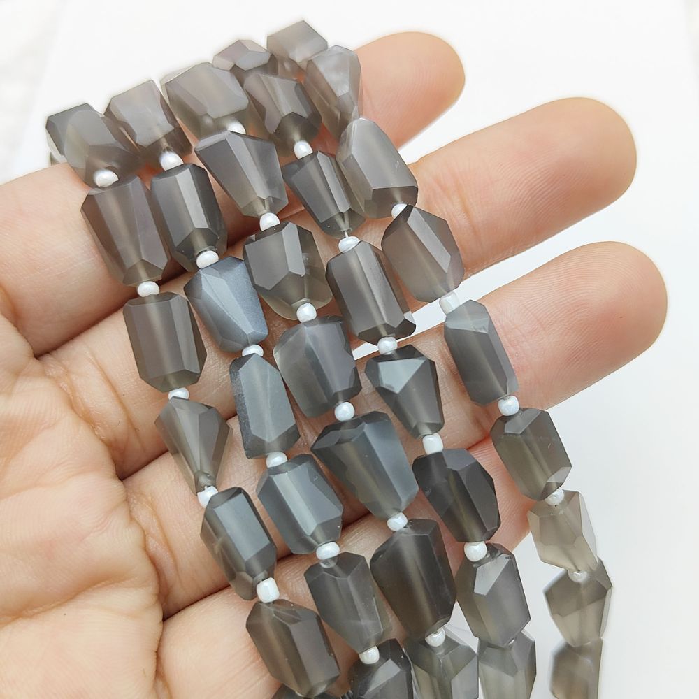 Natural Grey Moonstone Faceted Nugget Beads 5-12mm Genuine Gemstones for Jewelry & Crafting