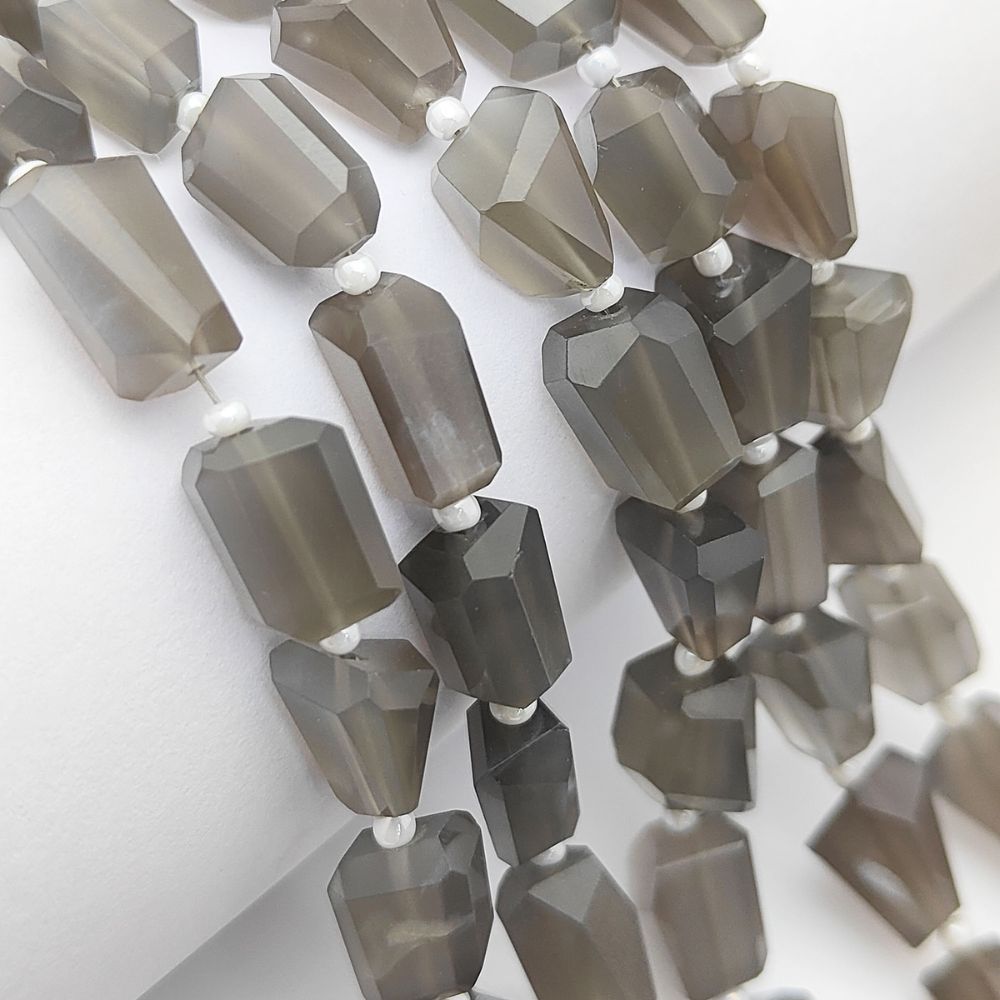 Natural Grey Moonstone Faceted Nugget Beads 5-12mm Genuine Gemstones for Jewelry & Crafting
