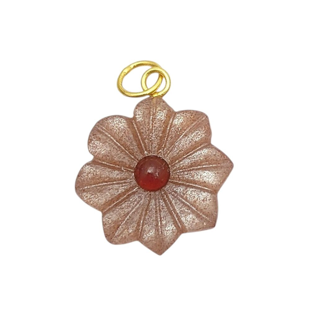 Peach Moonstone Floral Pendant – Elegant Handmade Jewelry for Women