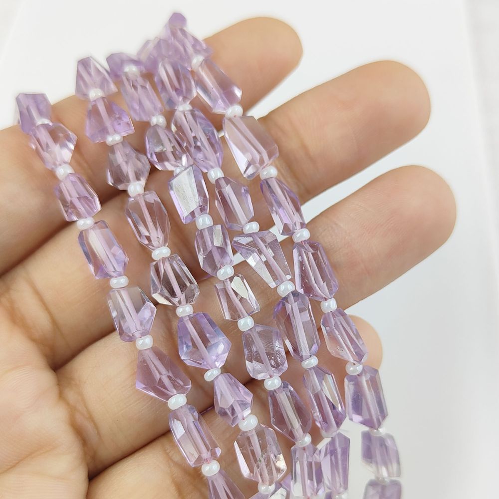 Natural Pink Amethyst Faceted Nugget Beads 5-12mm Unique Gemstones for Handmade Jewelry & DIY Crafts