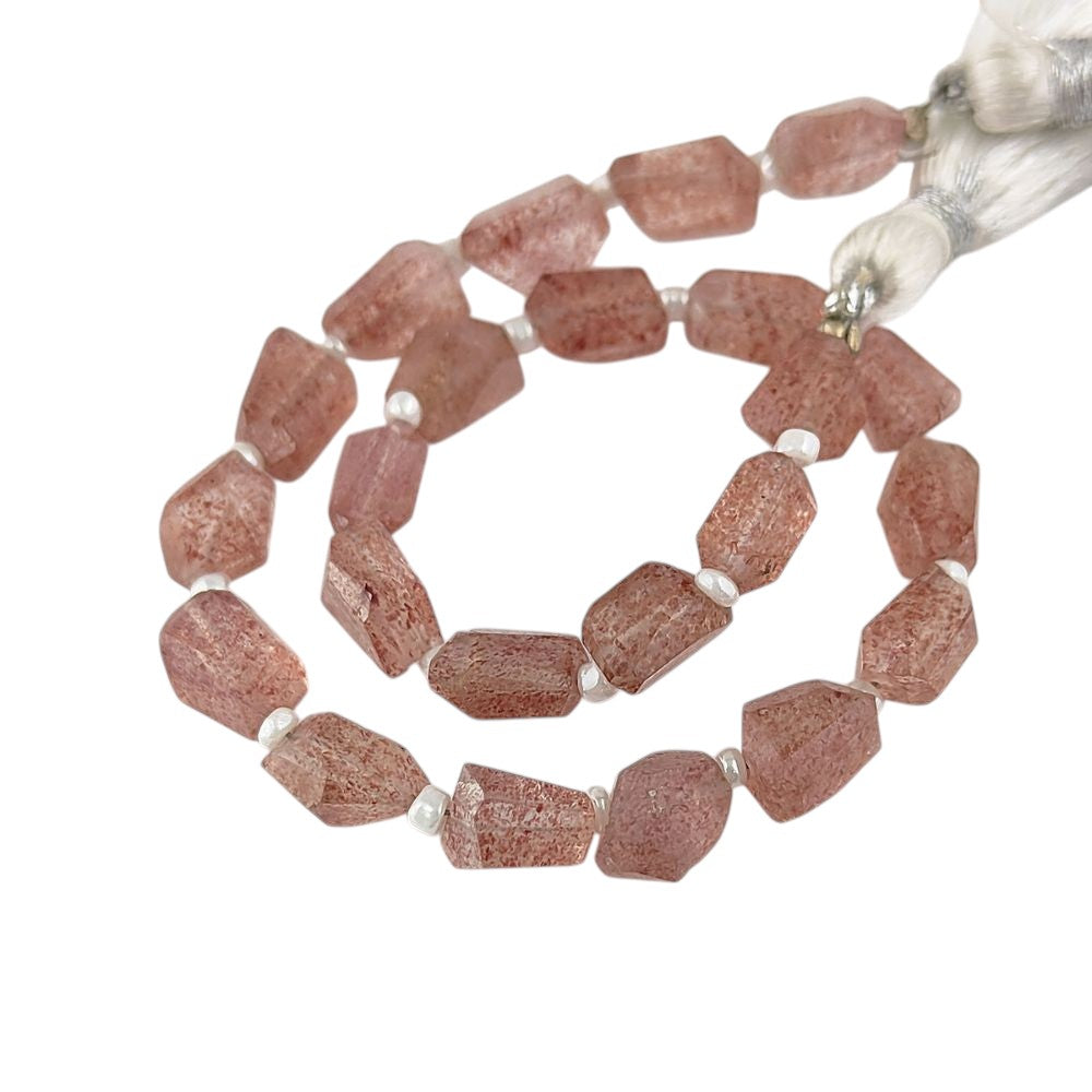 Natural Pink Strawberry Quartz Faceted Nugget Beads 5-12mm Unique Gemstones for Handmade Jewelry & DIY