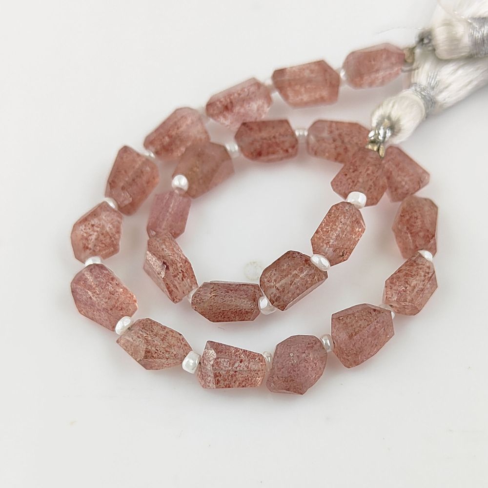 Natural Pink Strawberry Quartz Faceted Nugget Beads 5-12mm Unique Gemstones for Handmade Jewelry & DIY