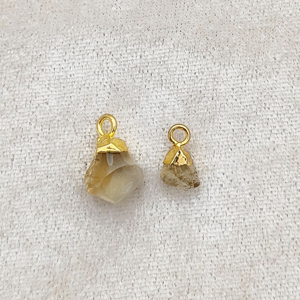 Natural Raw Citrine Pendant Gold Electroplated Cap for Spiritual Jewelry, Zodiac Accessories & Birthday Gifts- Selling Per Piece