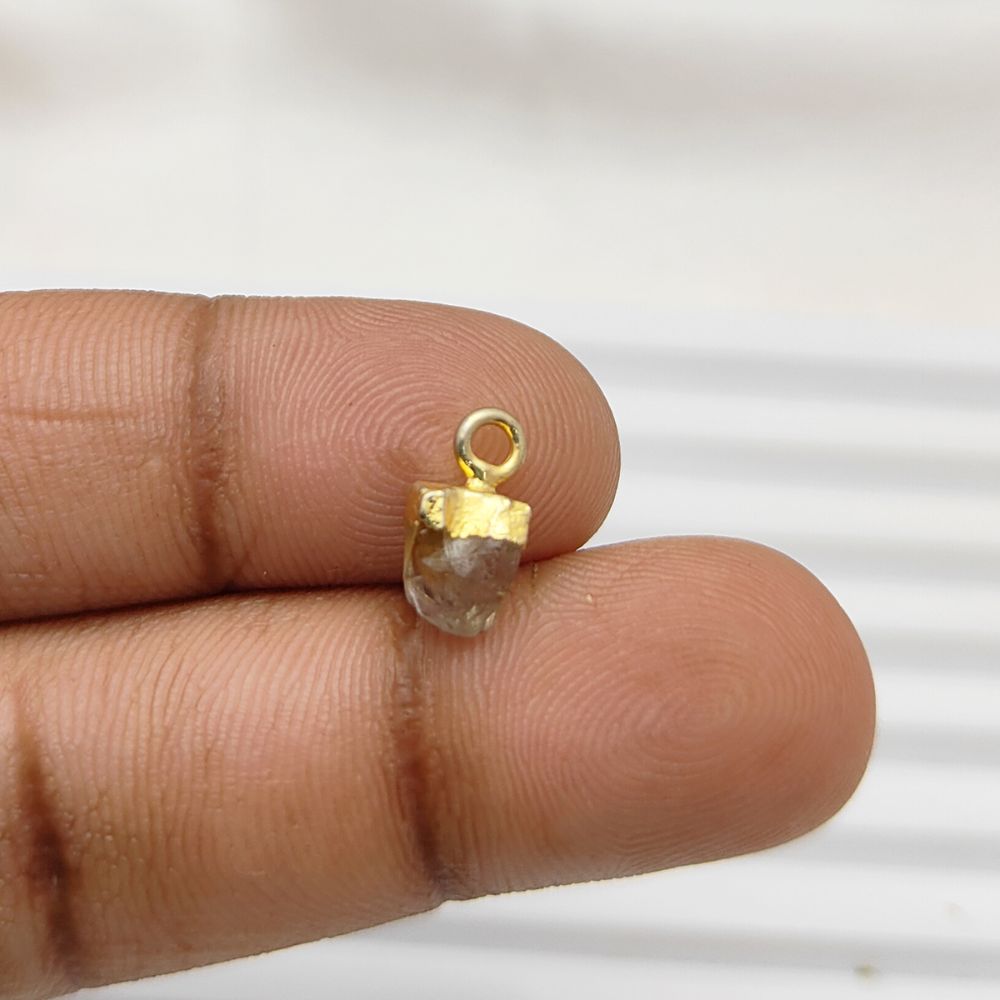 Natural Raw Citrine Pendant Gold Electroplated Cap for Spiritual Jewelry, Zodiac Accessories & Birthday Gifts- Selling Per Piece