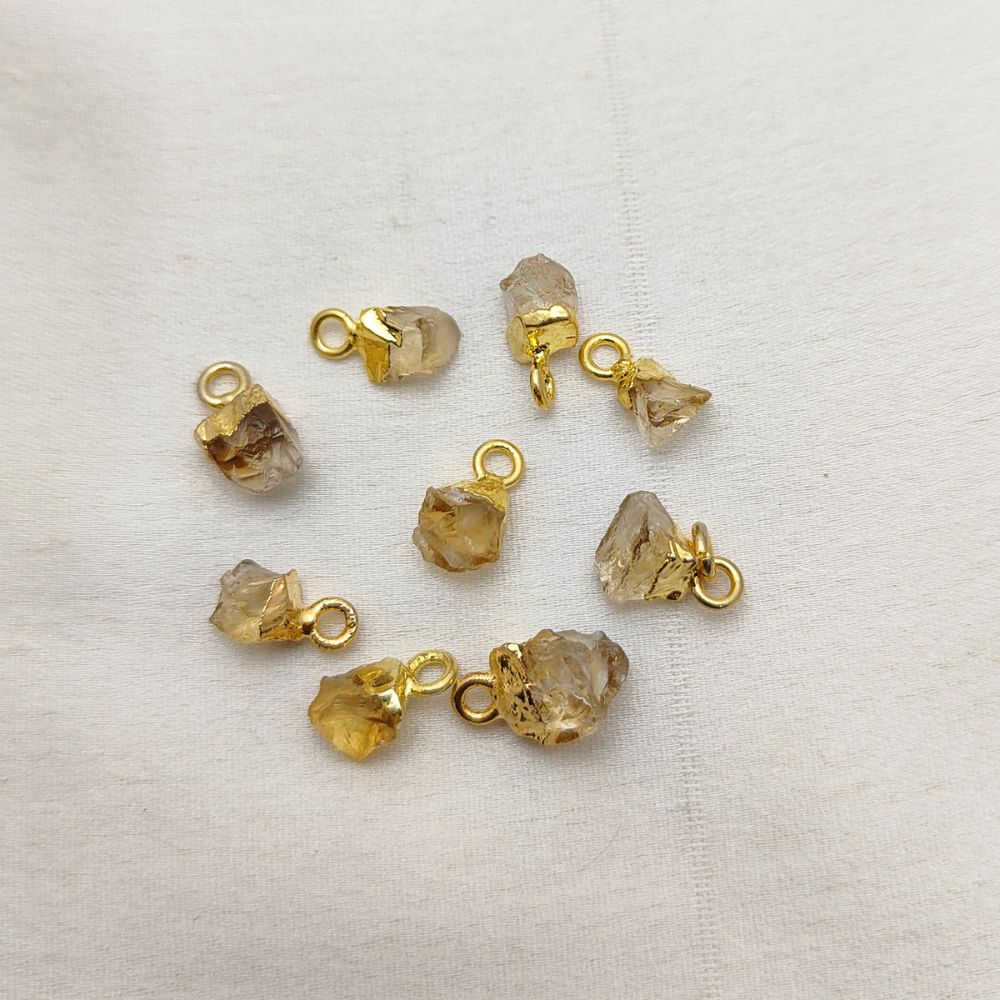 Natural Raw Citrine Pendant Gold Electroplated Cap for Spiritual Jewelry, Zodiac Accessories & Birthday Gifts- Selling Per Piece