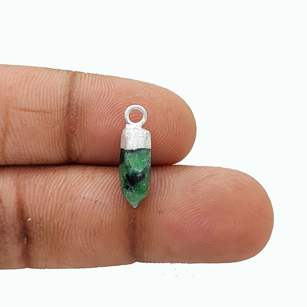 Elegant Ruby Zoisite Spike Point Pendant with Silver Plating Natural Birthstone Charm for Handmade Jewelry Makers – Selling Per Piece