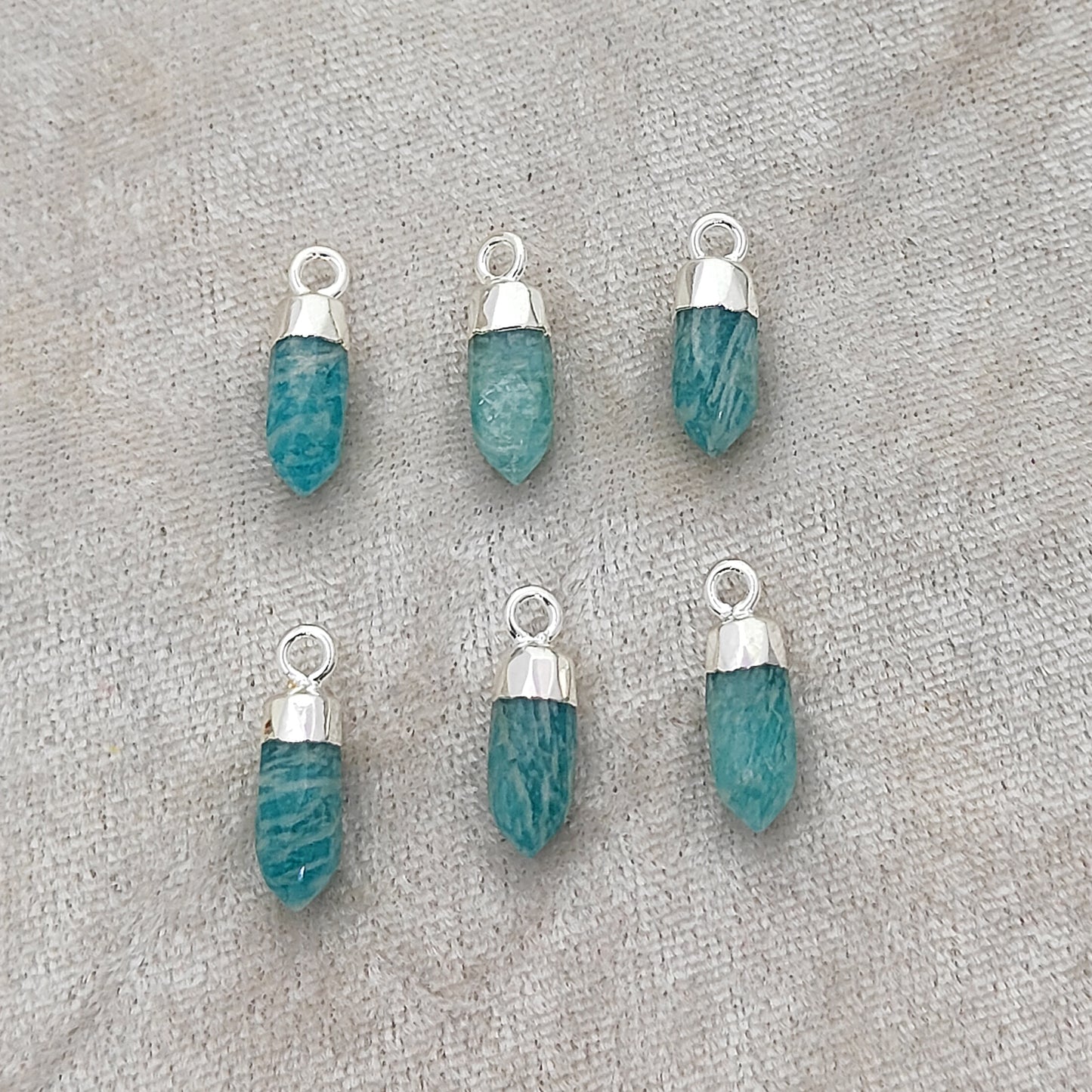 Amazonite Spike Pendant Gold/Silver Electroplated Raw Crystal Charm for DIY Jewelry & Handmade Necklaces- Selling Per Piece