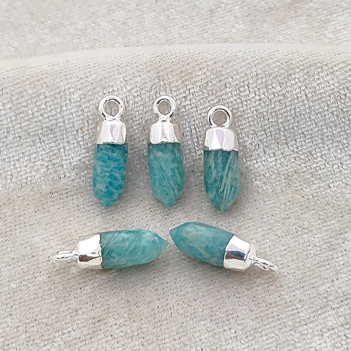 Amazonite Spike Pendant Gold/Silver Electroplated Raw Crystal Charm for DIY Jewelry & Handmade Necklaces- Selling Per Piece