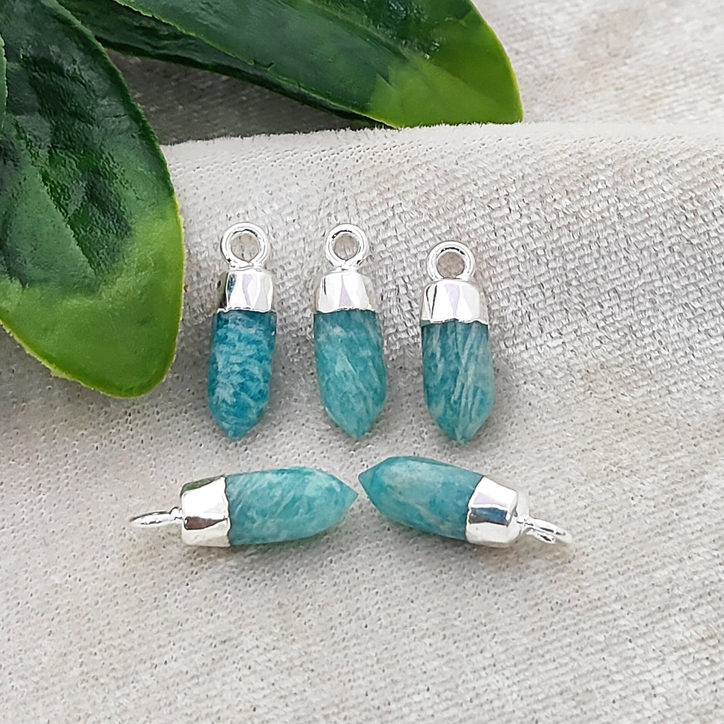 Amazonite Spike Pendant Gold/Silver Electroplated Raw Crystal Charm for DIY Jewelry & Handmade Necklaces- Selling Per Piece