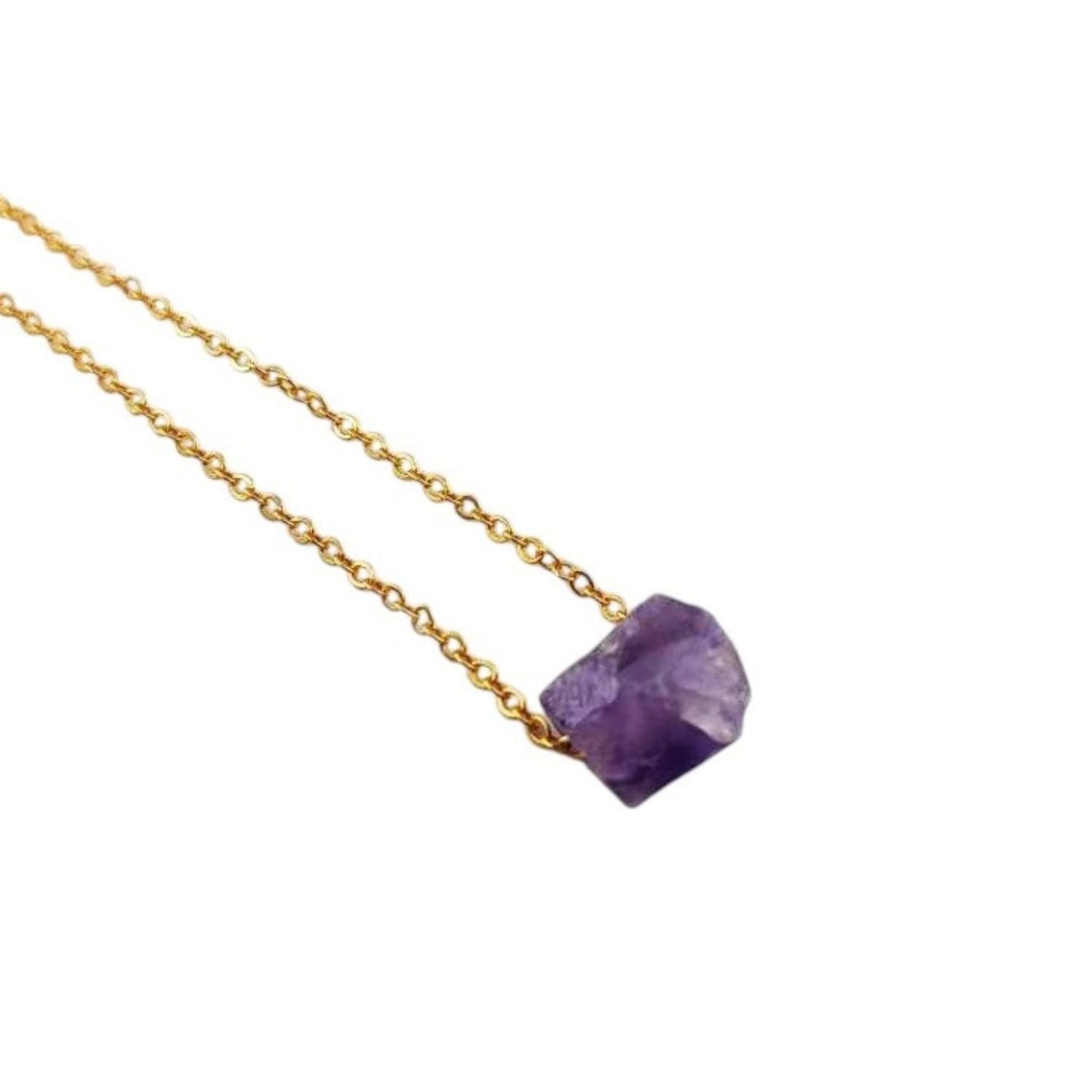 Multi Raw Gemstone Necklace with Gold Plated Adjustable Chain