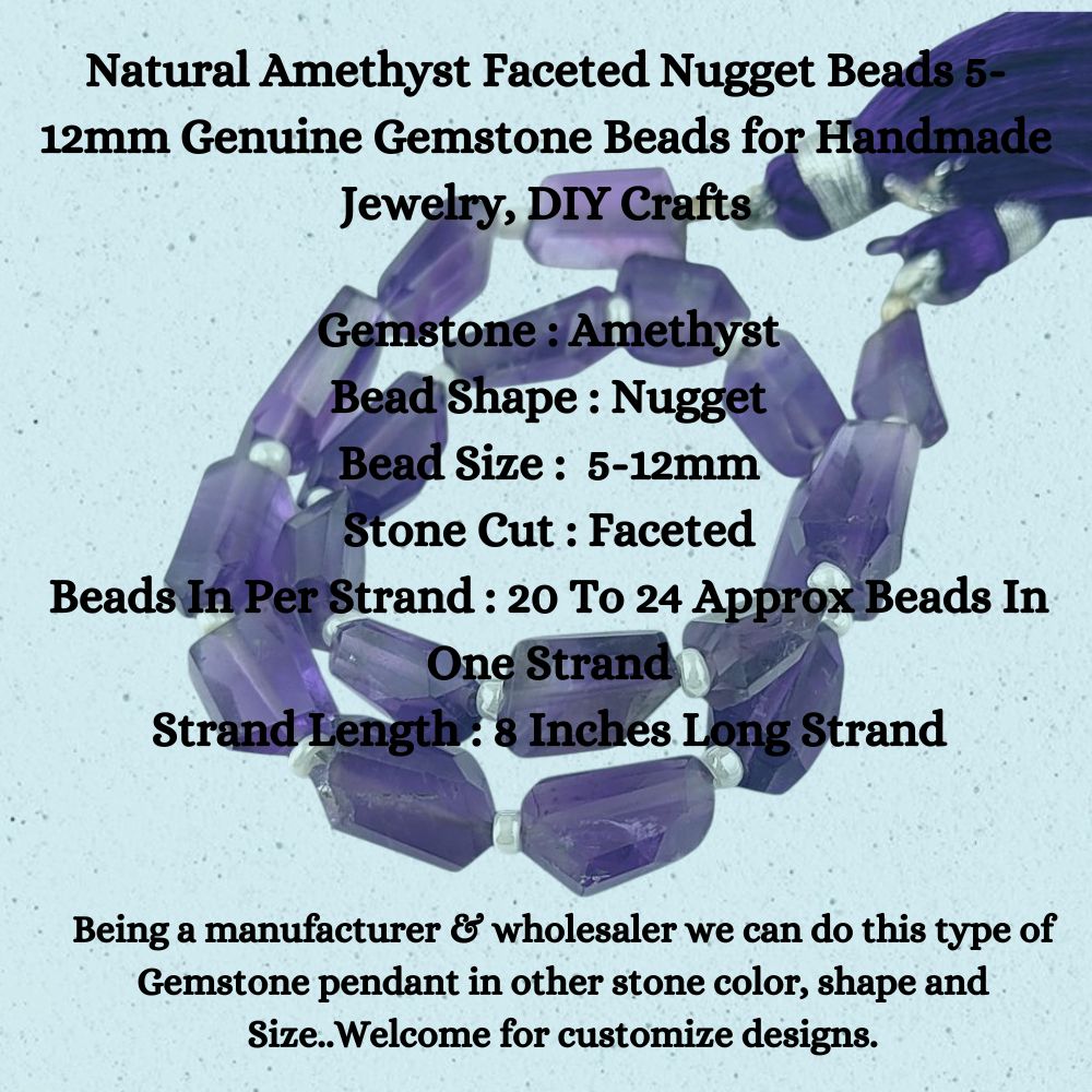 Natural Amethyst Faceted Nugget Beads 5-12mm Genuine Gemstone Beads for Handmade Jewelry, DIY Crafts