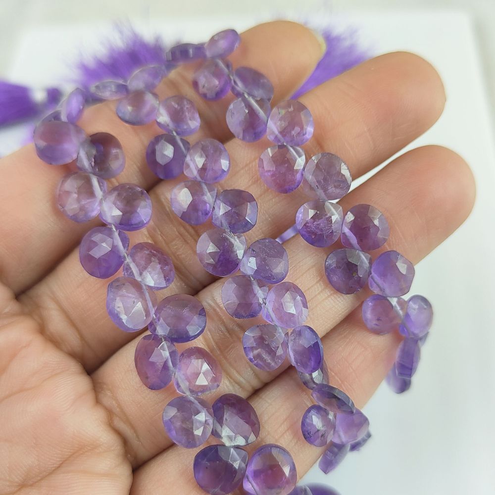 Amethyst Heart Beads – Natural Faceted Stones for Jewelry Designers
