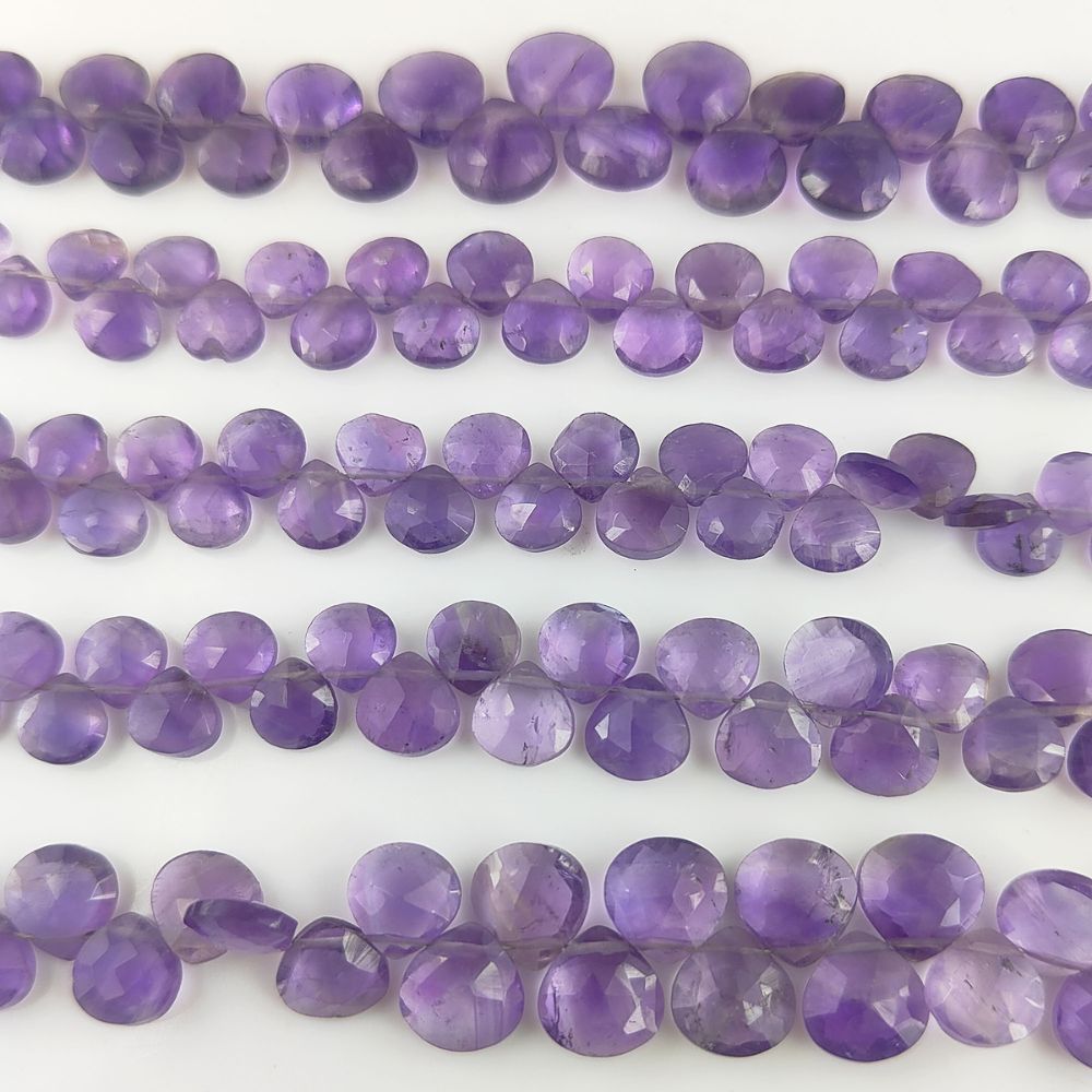Faceted Amethyst Beads – Stunning Purple Heart Beads for Necklace and Bracelet Design