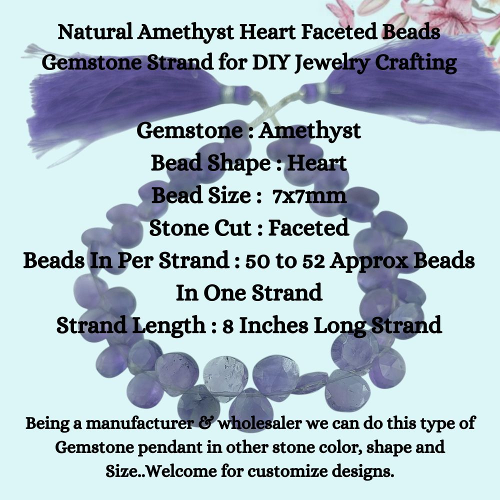 Amethyst Heart Faceted Beads – Elegant Purple Gemstones for Handmade Jewelry