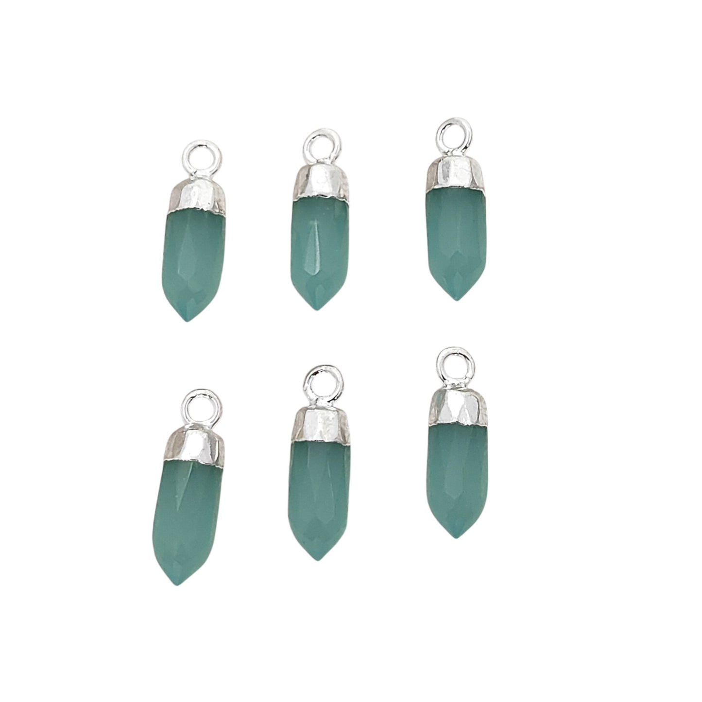 Aqua Chalcedony Raw Spike Pendant Gold or Silver Electroplated Gemstone for DIY Jewelry- Selling Per Piece