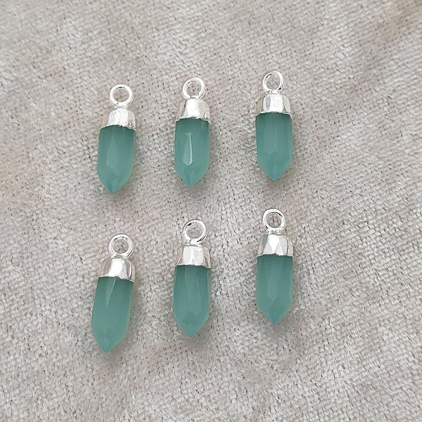 Aqua Chalcedony Raw Spike Pendant Gold or Silver Electroplated Gemstone for DIY Jewelry- Selling Per Piece