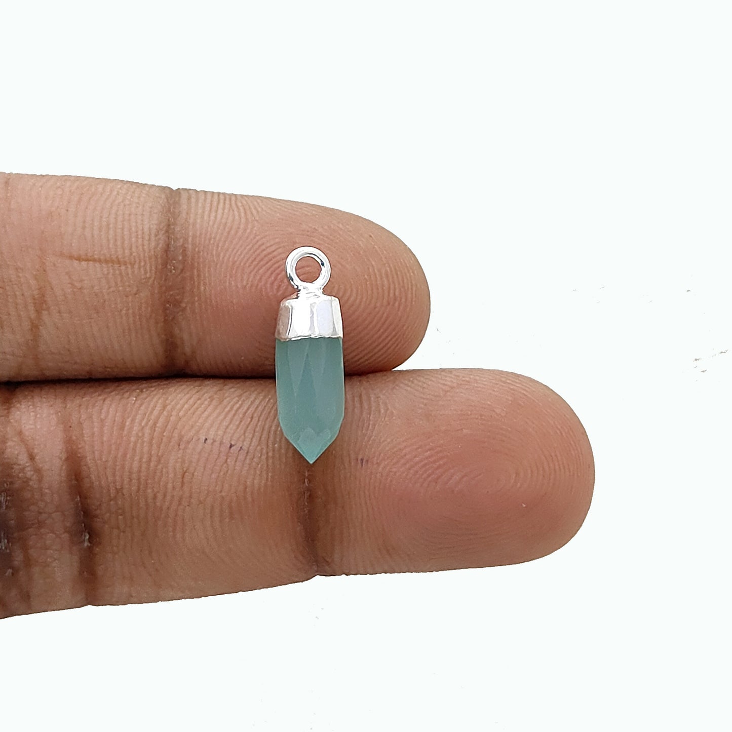 Aqua Chalcedony Raw Spike Pendant Gold or Silver Electroplated Gemstone for DIY Jewelry- Selling Per Piece