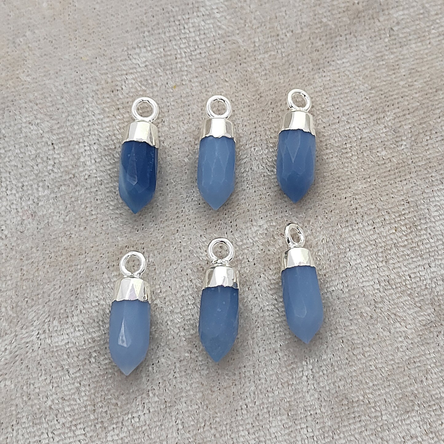 Blue Opal Spike Point Pendant Gold/Silver Electroplated Crystal for Handmade Designs- Selling Per Piece