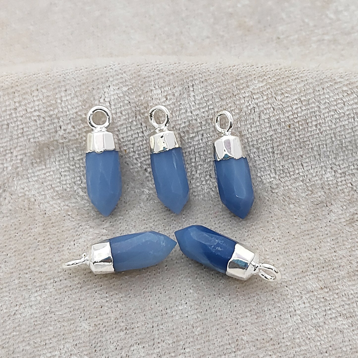 Blue Opal Spike Point Pendant Gold/Silver Electroplated Crystal for Handmade Designs- Selling Per Piece