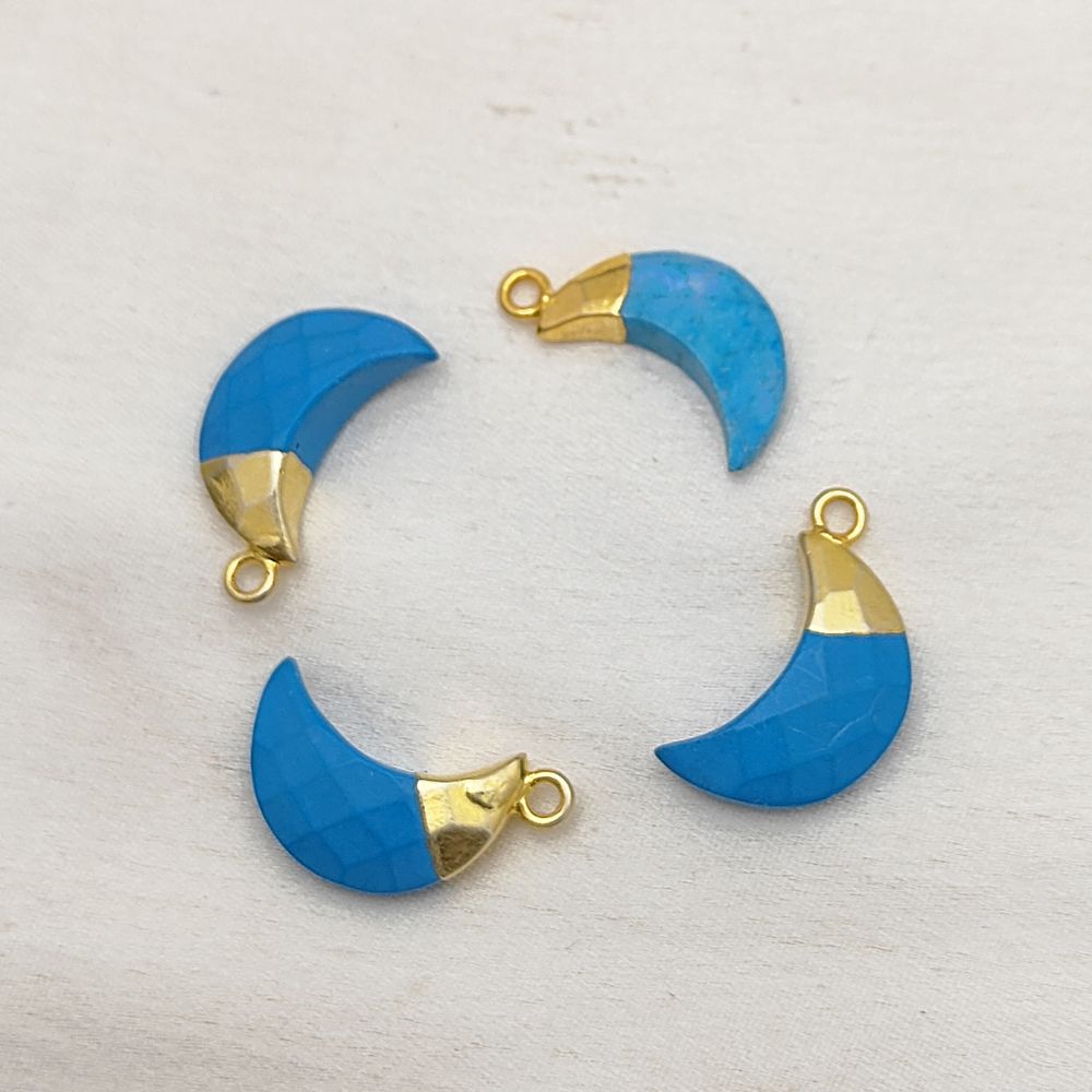 DIY Jewelry Turquoise Crescent Pendant – Gold or Silver Capped Charm for Crafting