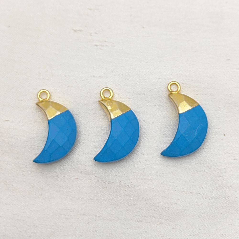 Crescent Turquoise Pendant – Electroplated Gold/Silver Top Charm for Jewelry Designers