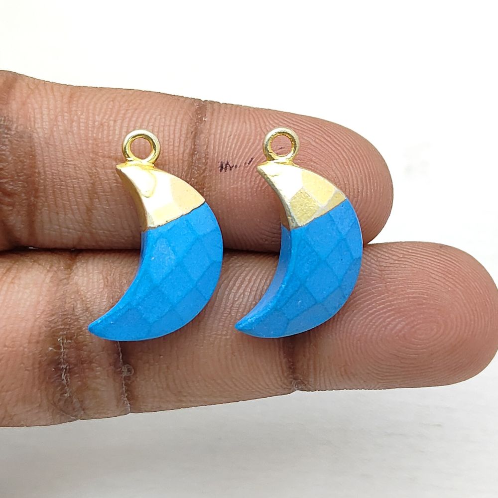 Turquoise Crystal Moon Charm – Crescent Pendant for DIY Jewelry Making